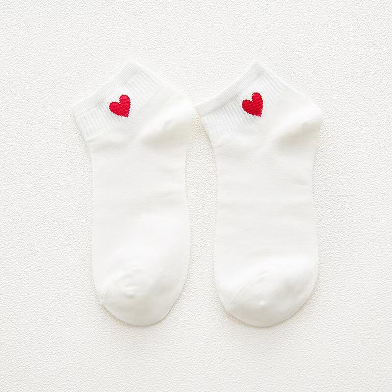 Cotton Ankle High Sock with Embroidery Heart Logo