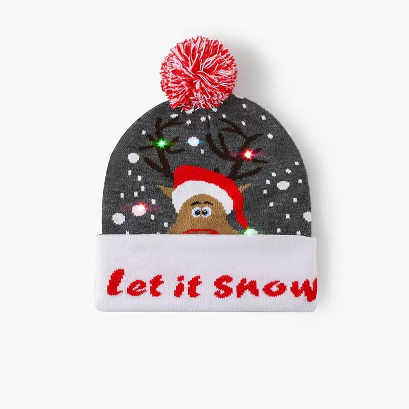 LED Knitted Christmas Beanie Acrylic with Spandex for Home Use