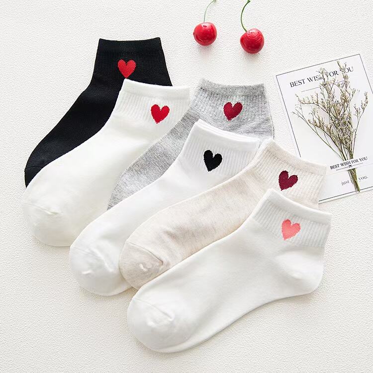 Cotton Sock with Embroidery Heart Logo