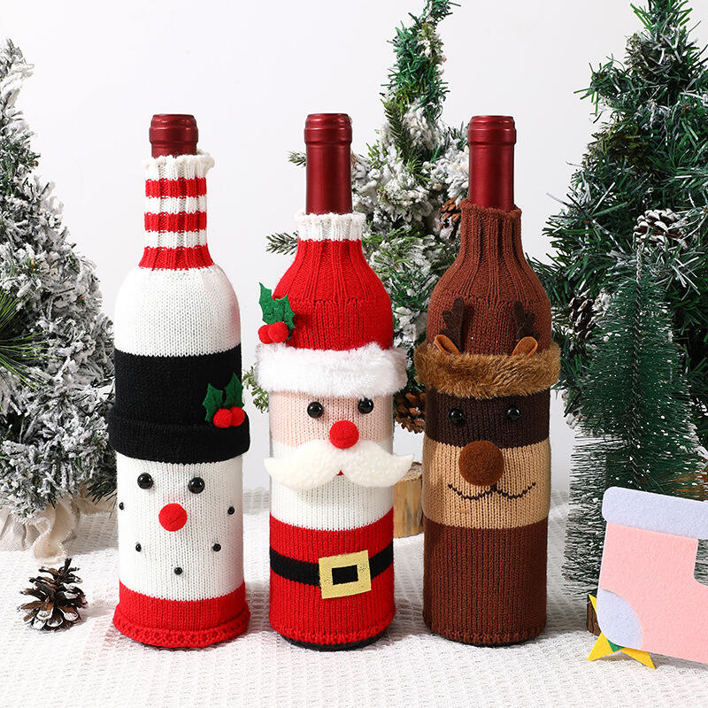 Knitted Christmas Wine Cup Sleeve for Festival Decoration