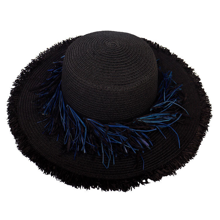 Summer Custom Logo Balck Beach Straw Hat