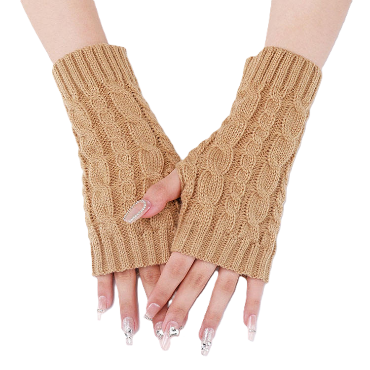 Short Cable Half-Finger Fingerless Gloves For Women