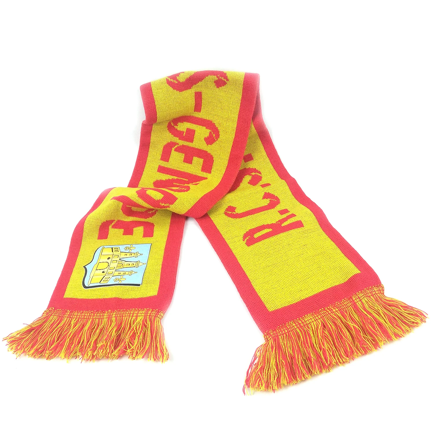 Flat Jacquard Custom Knitted Scarf For Football Club