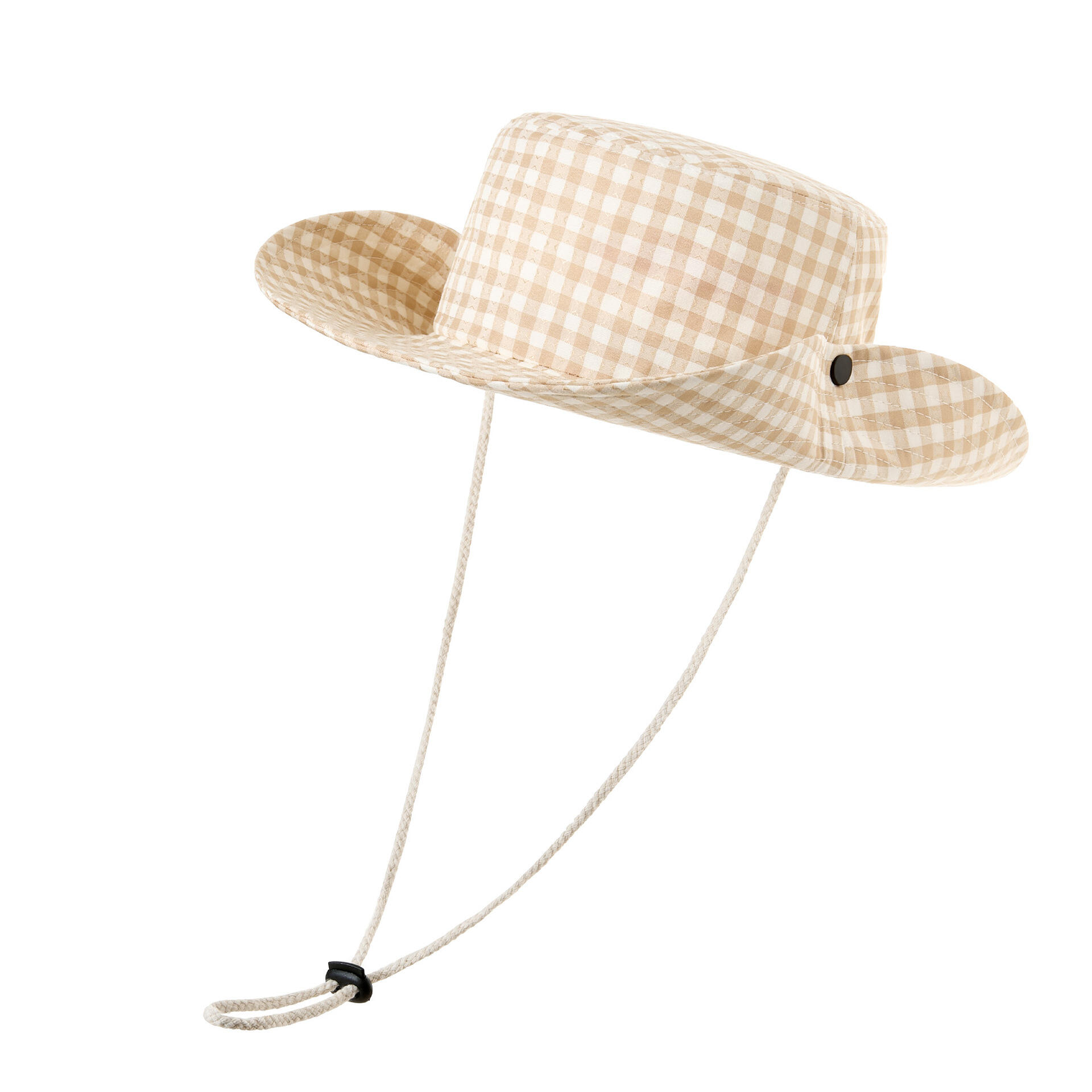 Women Checkered Fisherman Hat with Windproof rope