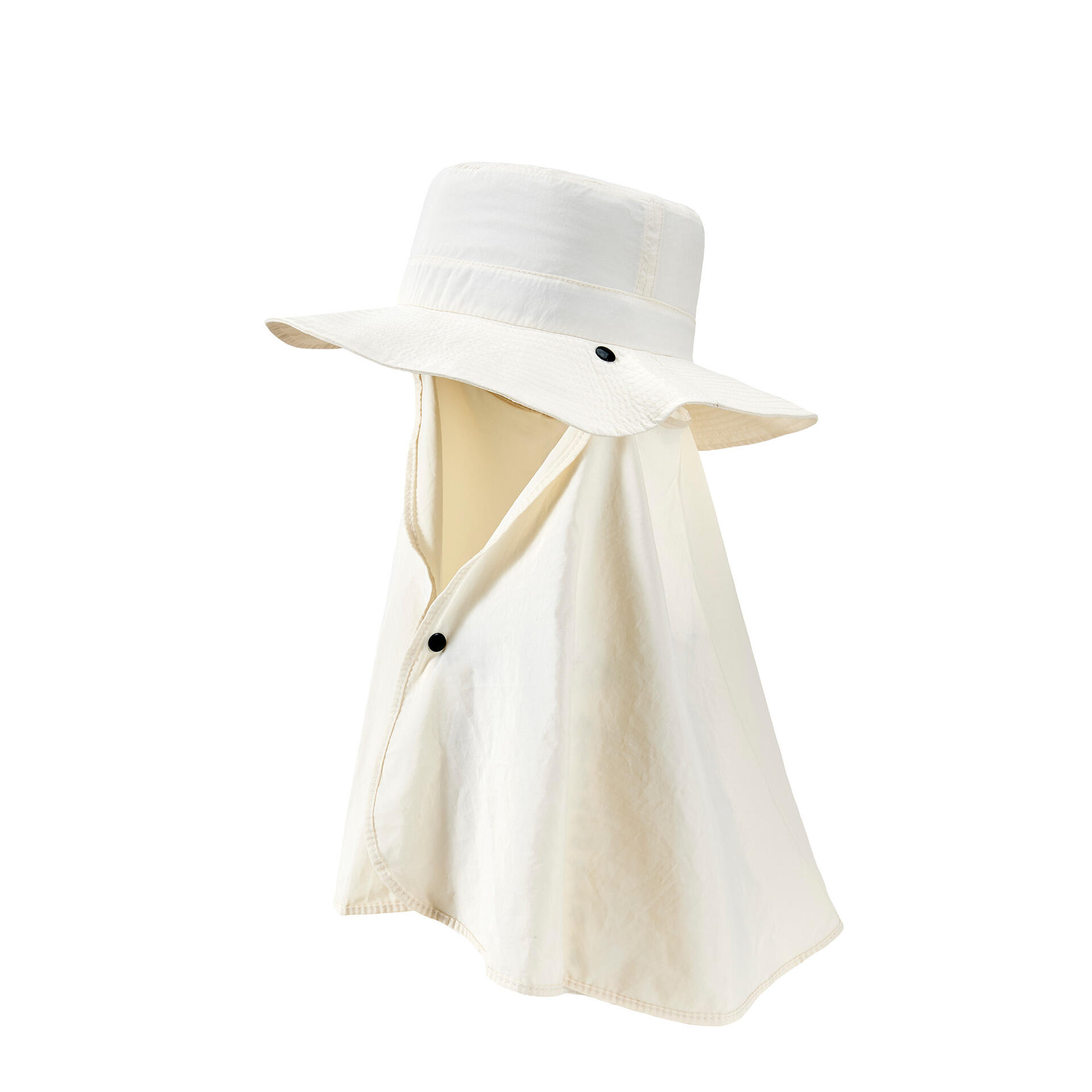 White Custom Fisherman Hat with Sunscreen shawl 