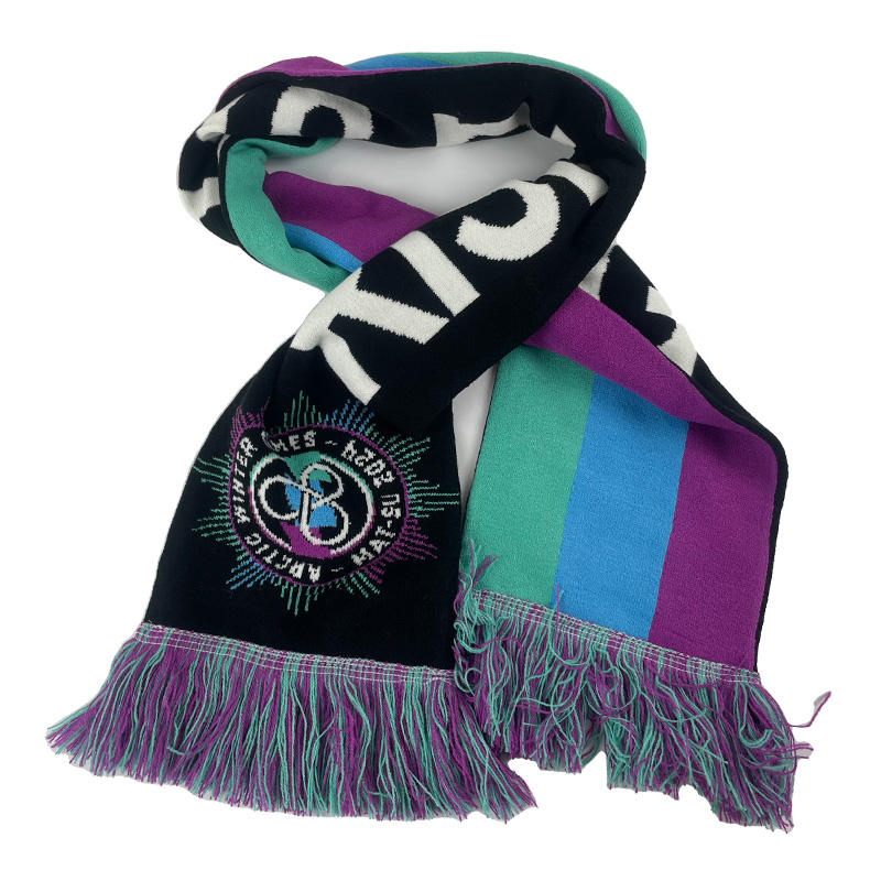 Acrylic Custom Jacquard Knitted Scarf For Decoration