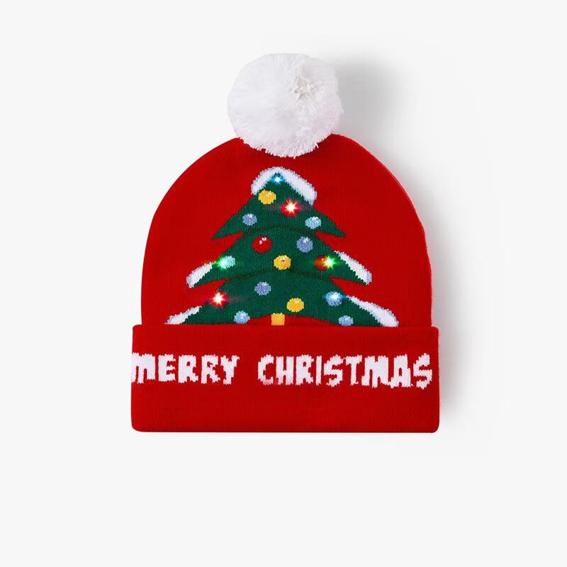 Acrylic with Spandex LED Knitted Christmas Beanie for Normal Use