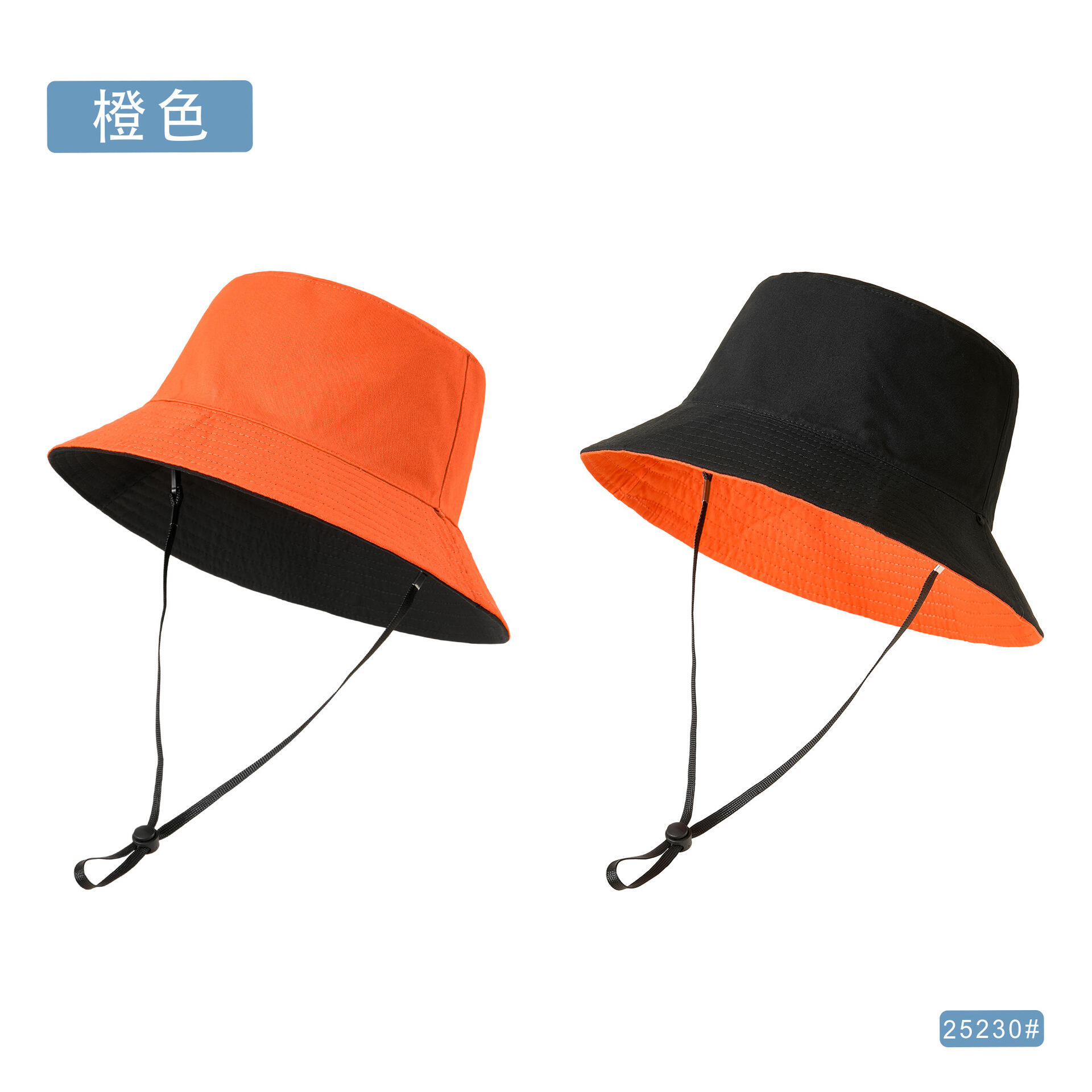 Balck and Orange Cotton Fisherman Hat