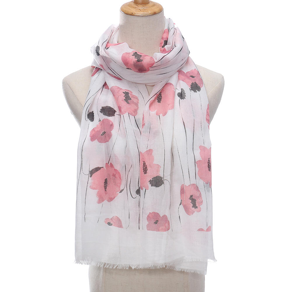Printed Polyester Flower Shawl For Wholesale