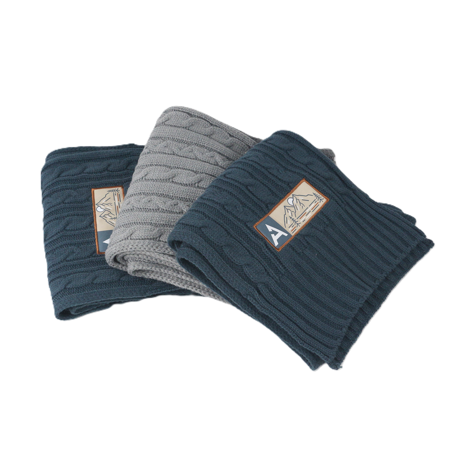 Plain Color Cable Custom Logo Knitted Scarf With Factory