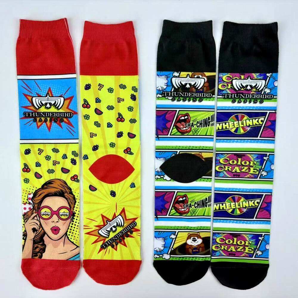 Comic Style Flat Sublimation Socks for Normal Use