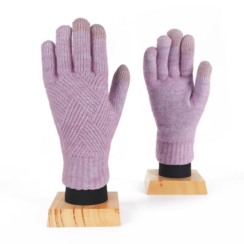 Cable Acrylic Knitted Magic Gloves For Outdoor