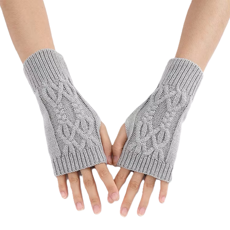 Cable Short Half-Finger Fingerless Gloves For Wholesale