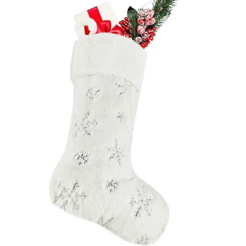 Sequined Fuzzy Christmas Stockings for Christmas Decoration