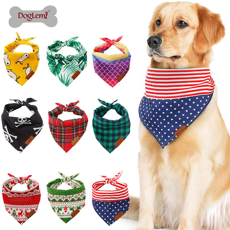 Cotton Printed Triangle Dog Bandana For Pet