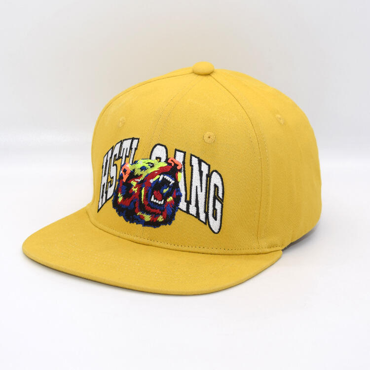 Yellow Custom Embroidery Logo Snapback Hats for Outdoors