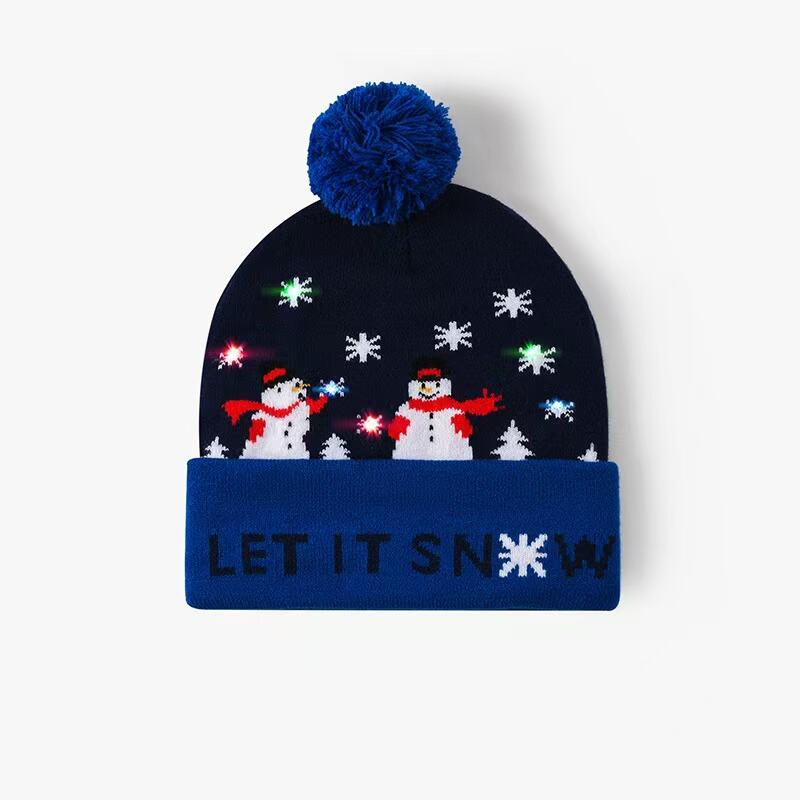 LED Knitted Christmas Beanie Acrylic with Spandex for Normal Use