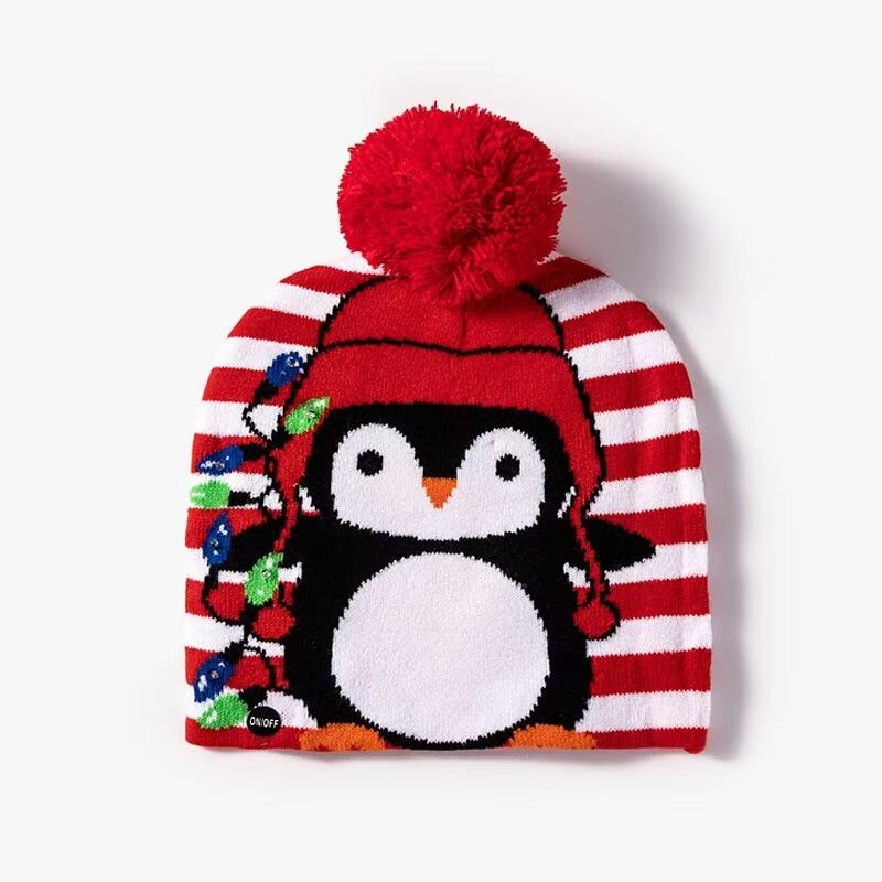 Cuffless  LED Knitted Christmas Beanie for Home Use