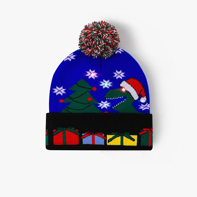LED Knitted Christmas Beanie Acrylic with Spandex 