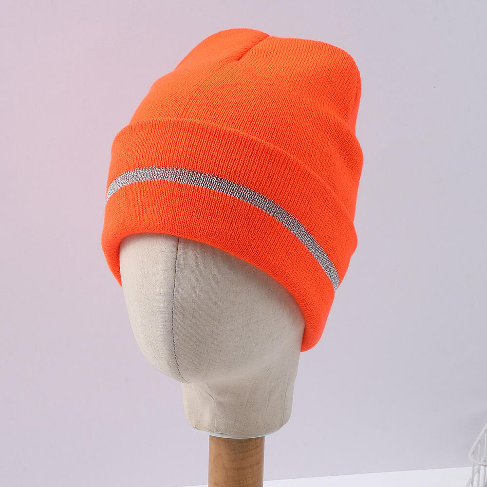Reflective stripe Beanie Hat With Factory