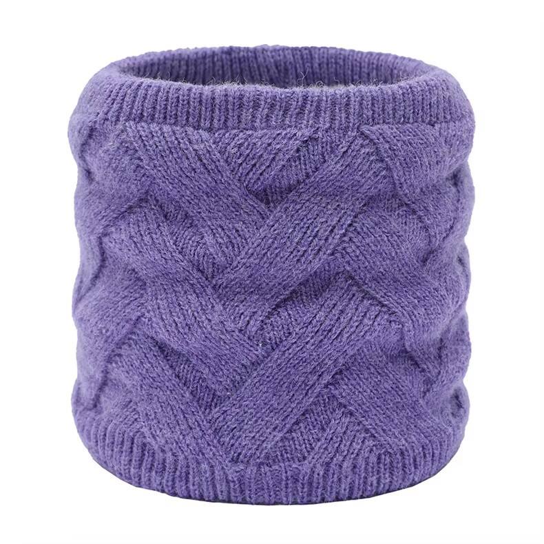 Cable Plain Color Knitted Neck Warmer With Fleece