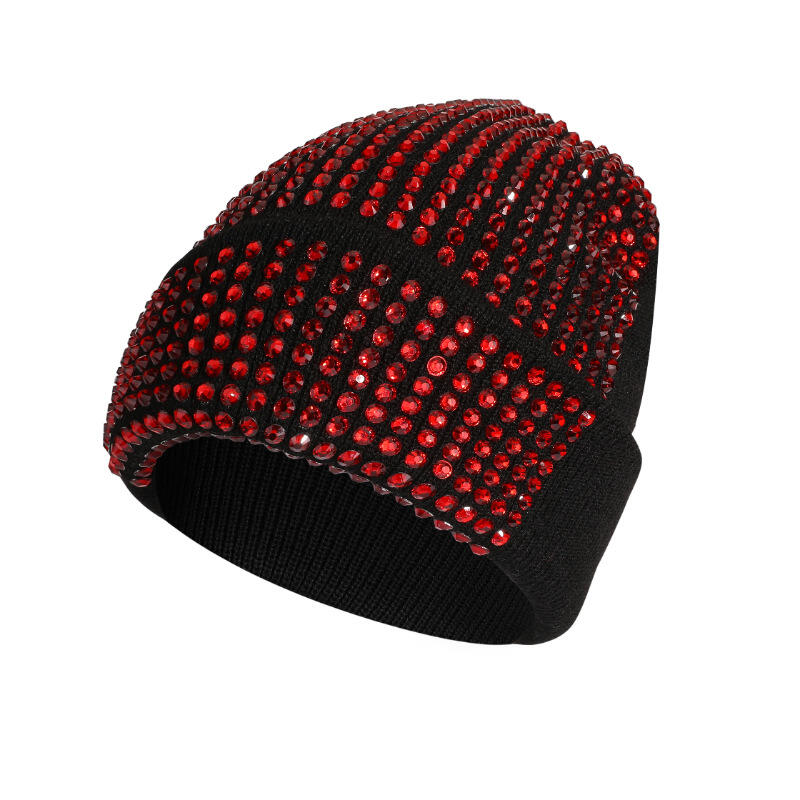 Plain Rhinestone Beanie Hat With Factory