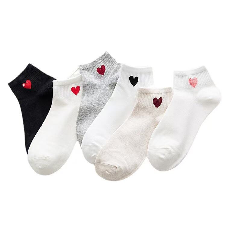 Custom Cotton Sock with Embroidery Heart Logo
