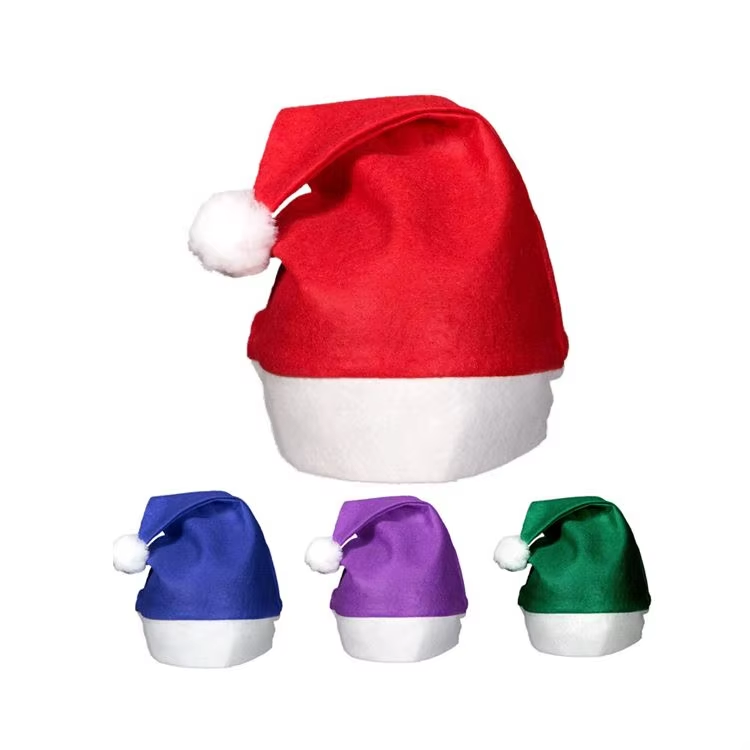 Short Plush Colorful Christmas Hats for Christmas 