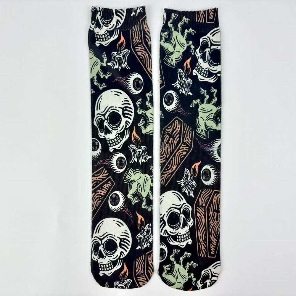 New Design Skull Pattern Flat Sublimation Socks
