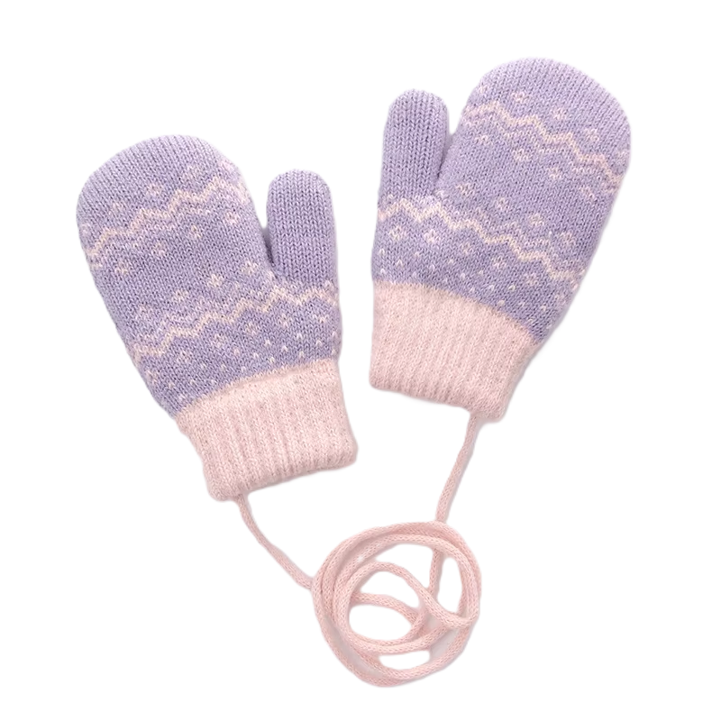 Jacquard Knitted Mitten Gloves For Kids