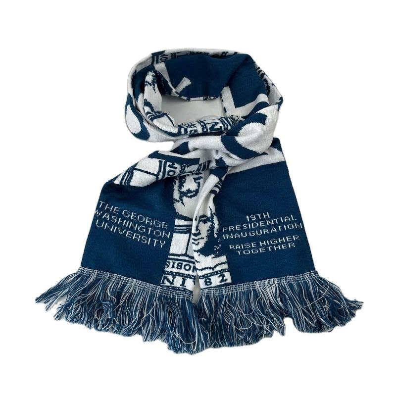 Acrylic Jacquard Custom Logo Knitted Scarf For Wholesale