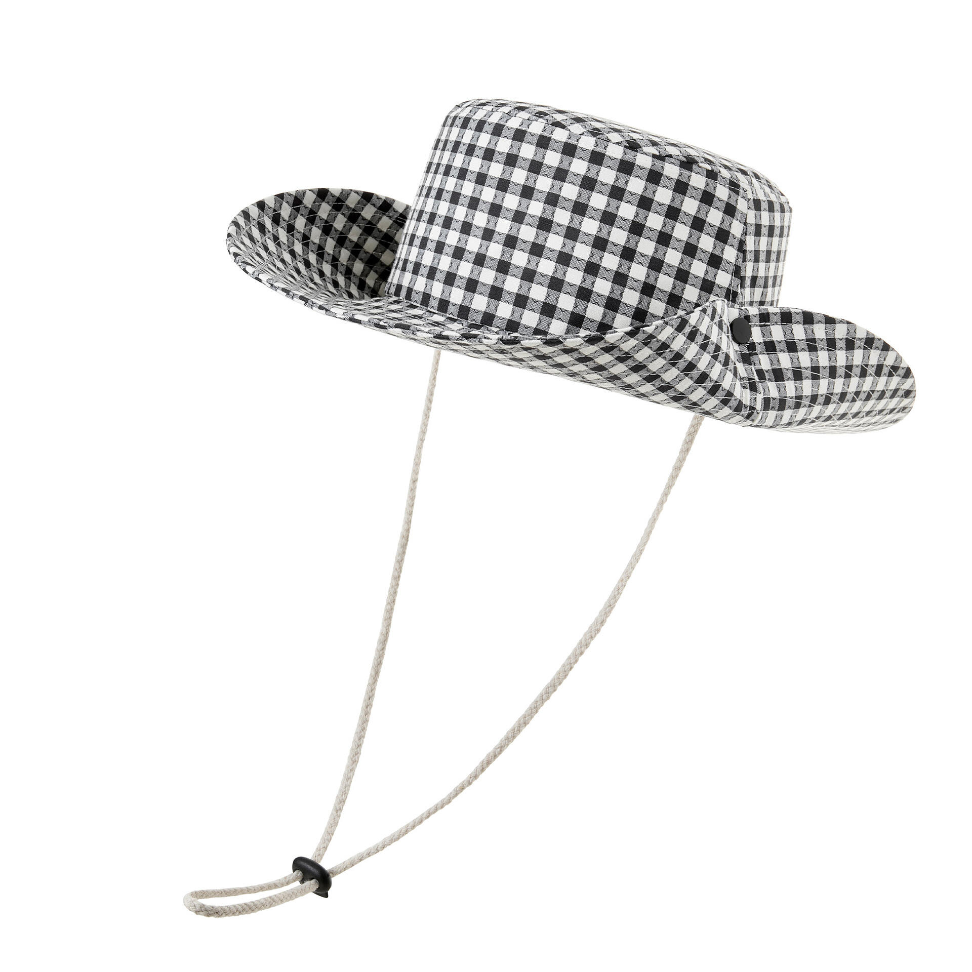 Checkered Pattern Fisherman Hat with Windproof rope