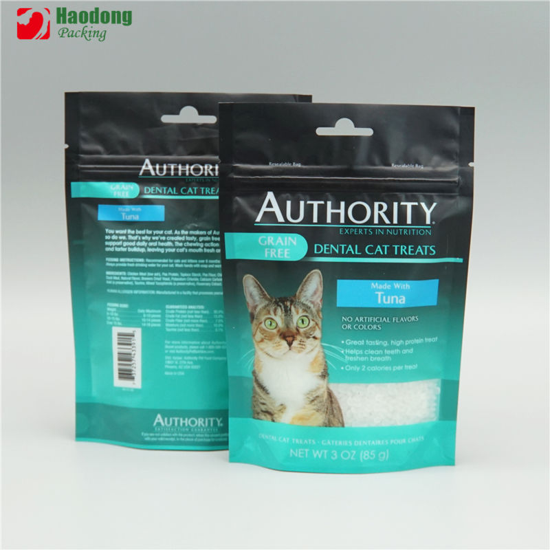 China Manufacture Cat Treat Packaging Bag for Cat Food with Resealable Zipper