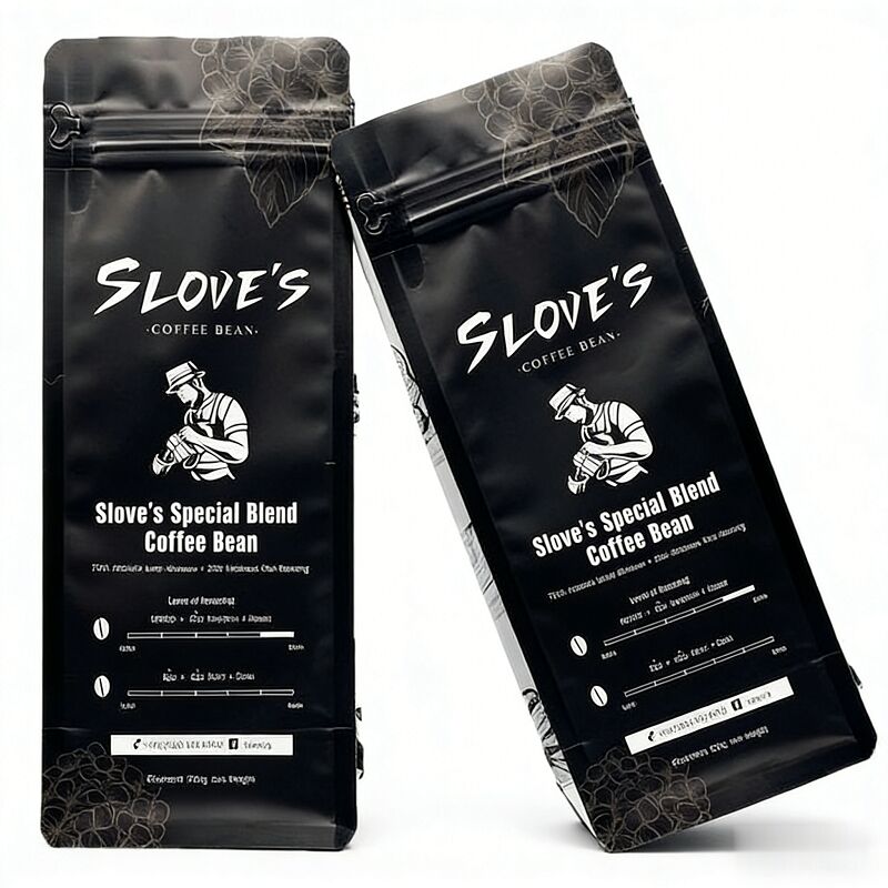 250g Recycle Flat Bottom Standing Zipper Lock Coffee Bean Packaging Bag 