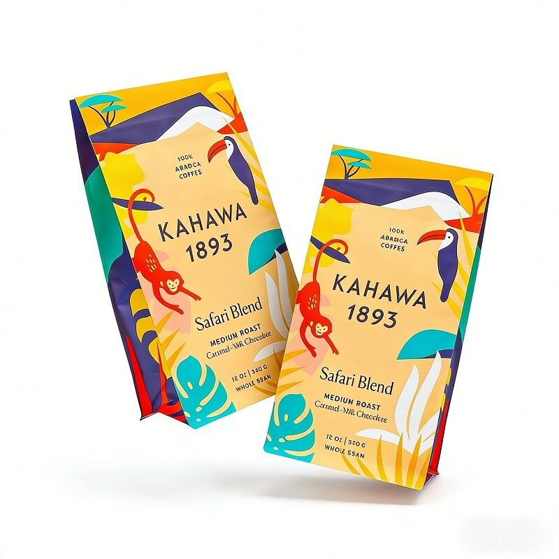 Custom Printed Matte Flat Bottom Coffee Bags With Valve and Zipper for Coffee Bean