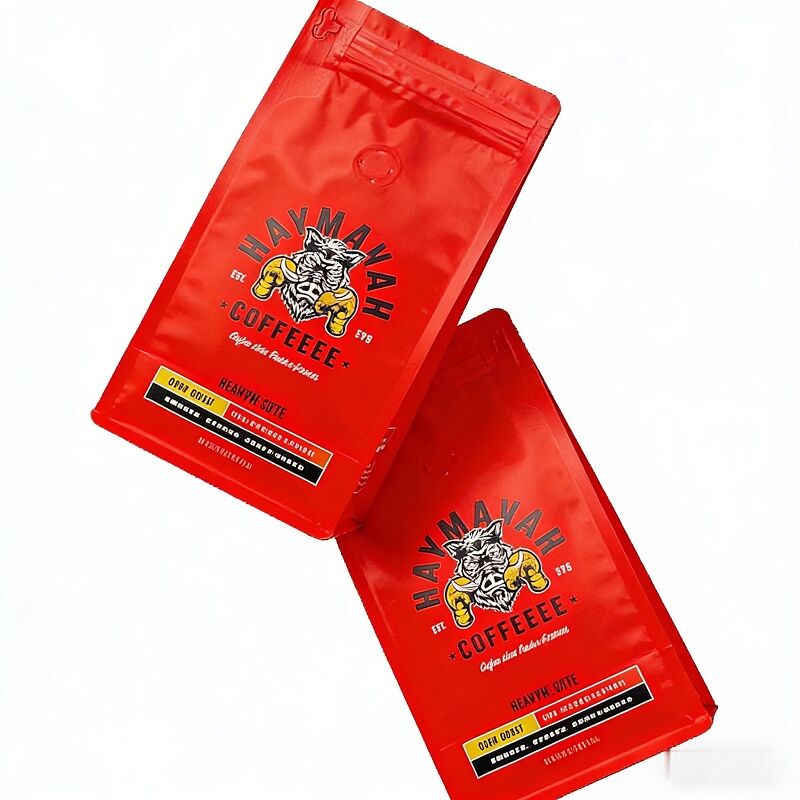 Customized logo Coffee Bag Flat Bottomed Coffee Bean Bag with Valve Tea Powder Packaging Zipper