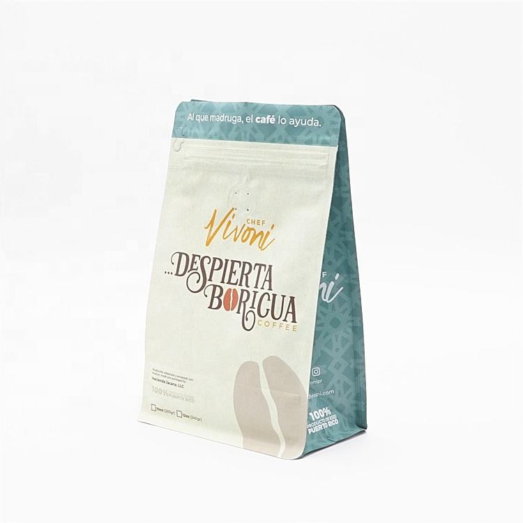 Saci t? rrafsh?t n? fund p?r kafe me valvul? p?r paketimin e kafes?, saci p?r grur? kafeje