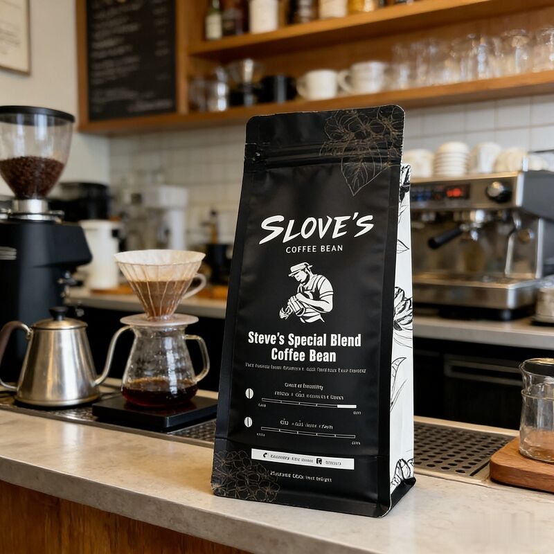 250g Recycle Flat Bottom Standing Zipper Lock Coffee Bean Packaging Bag 