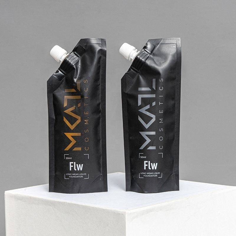 Custom Printed Logo Liquid Packs Plastic Cosmetics Stand up Spout Pouch With Nozzle