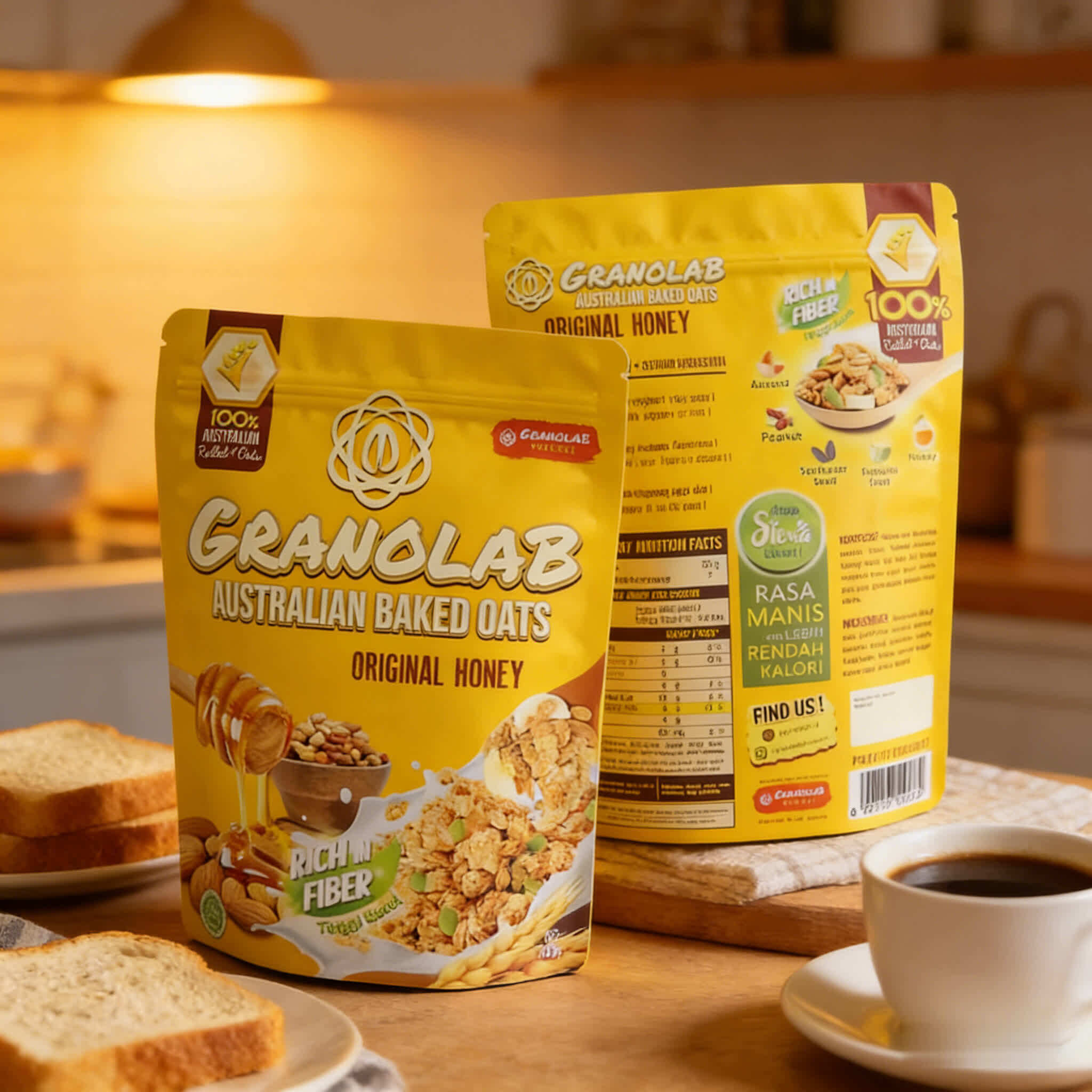 Custom PET/VMPET/PE Stand-Up Pouch for Granola & Snacks