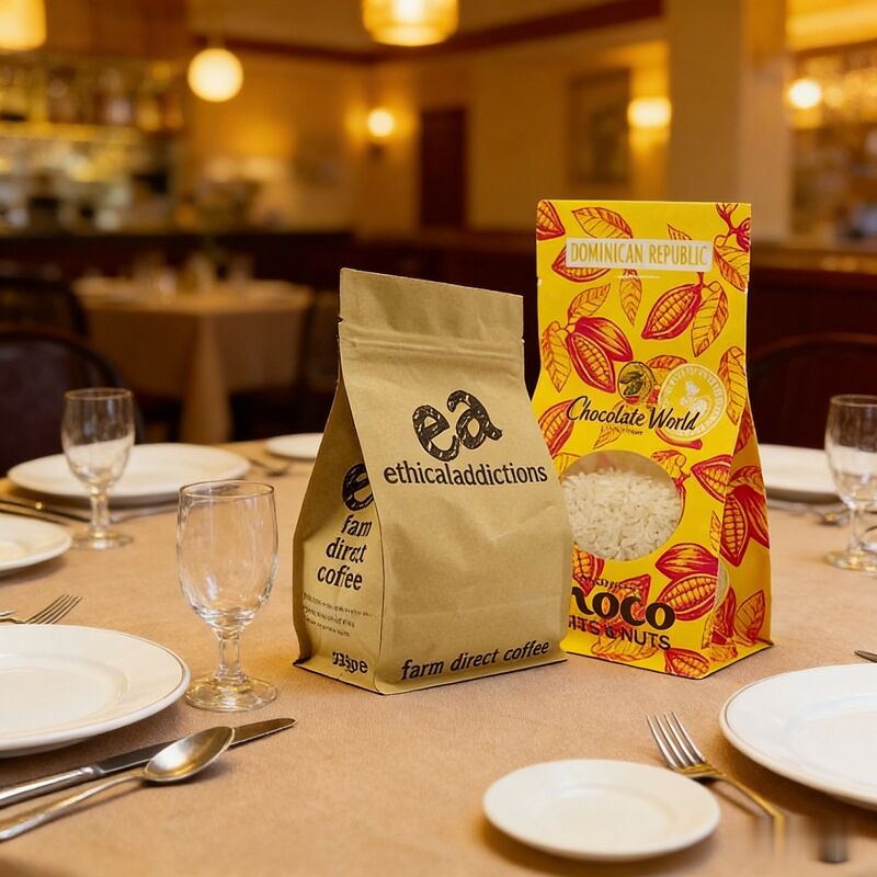 250g 500g 1kg Flat Bottom Stand up Kraft Coffee Bean Plastic Bag