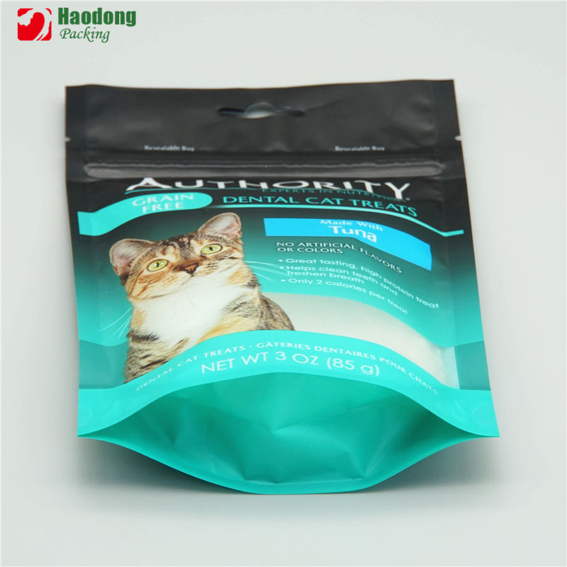 China Manufacture Cat Treat Packaging Bag for Cat Food with Resealable Zipper