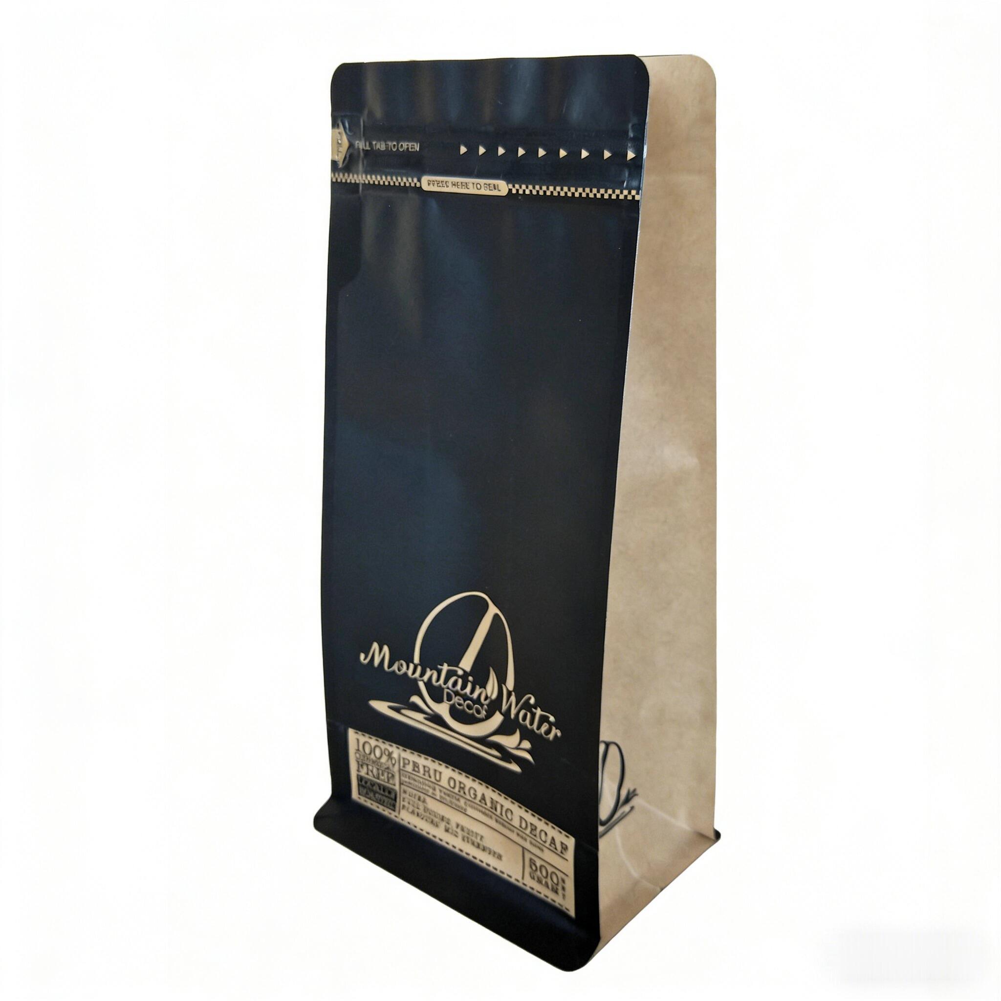 Kraft Recyclable Coffee Bag Blockbodenbeutel 1kg Flat Bottom Pouch