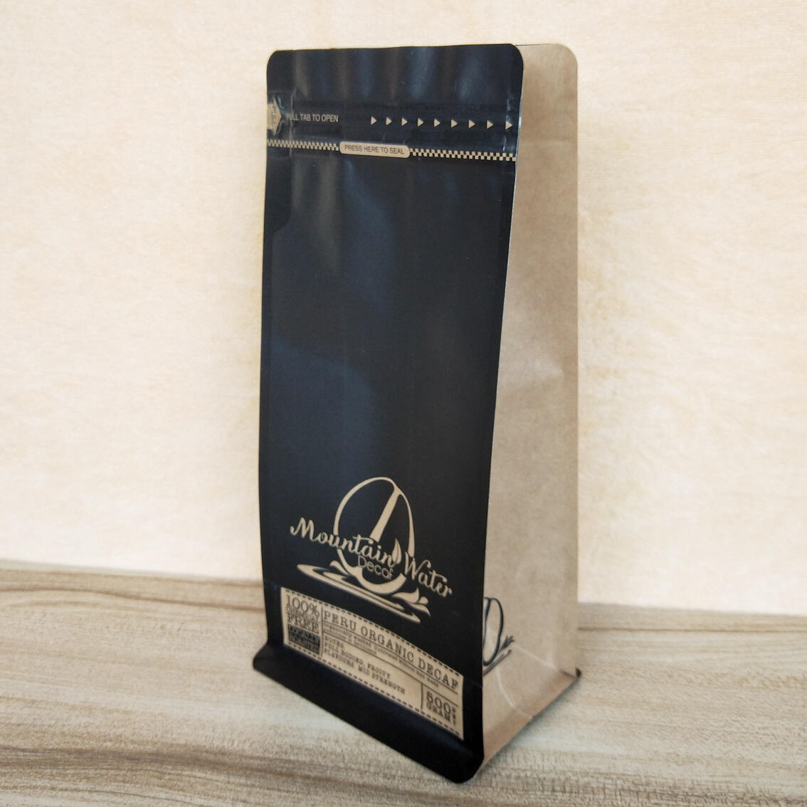 Kraft Recyclable Coffee Bag Blockbodenbeutel 1kg Flat Bottom Pouch