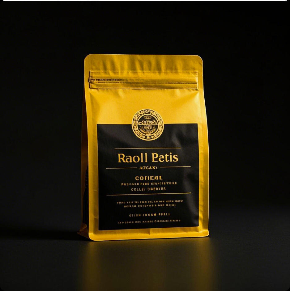 Food Grade Coffee Flat Bottom Mylar Bag Gold Stamping Resealable Zipper Stand up Pouch