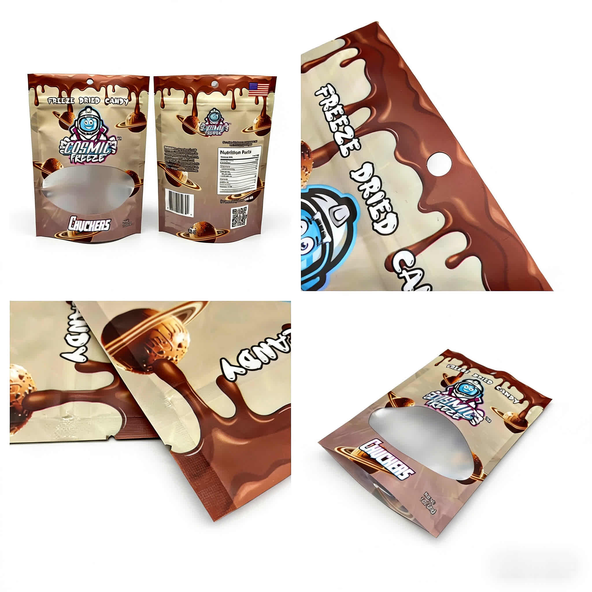 Pacáiste seachtrach Mylar do seacláid le priontáil saincheaptha, pacáiste seachtrach a sheasann suas