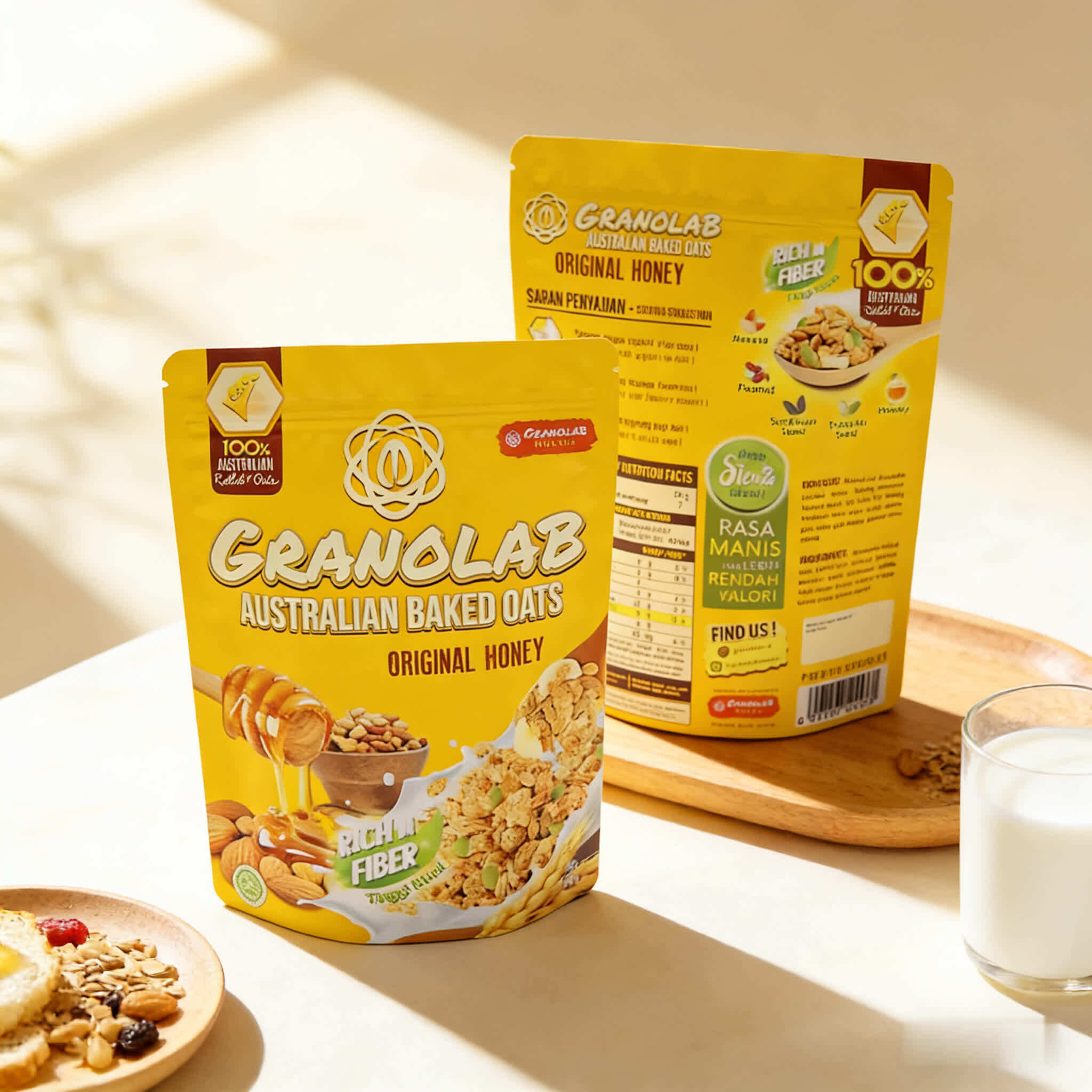 Custom PET/VMPET/PE Stand-Up Pouch for Granola & Snacks