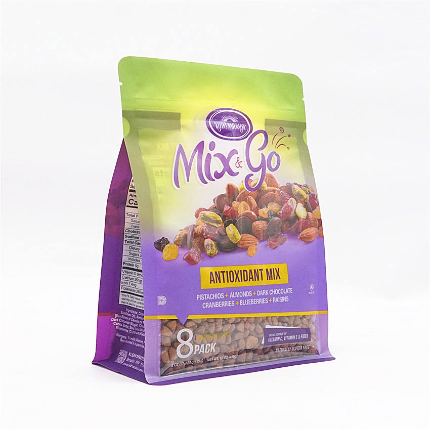 Custom Printed Flat Bottom Nuts Packing Pouch Cashew Nuts Packaging Bag