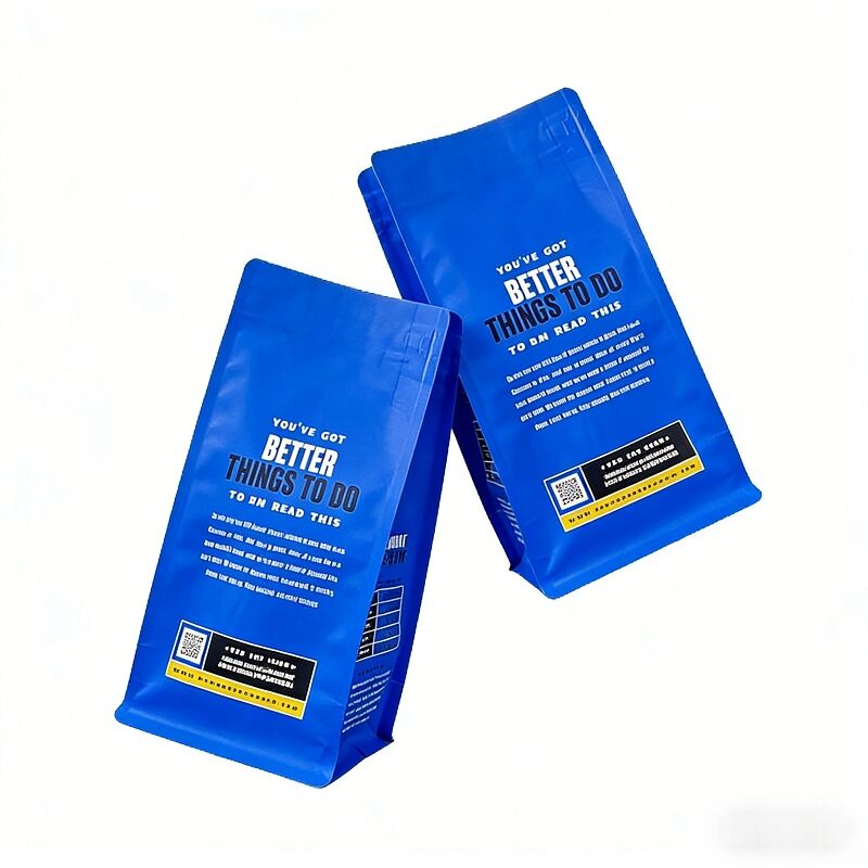 Customized logo Coffee Bag Flat Bottomed Coffee Bean Bag with Valve Tea Powder Packaging Zipper
