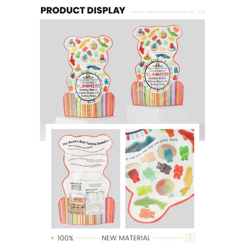 Niestandardowe, drukowane woreczki z mi?kkiego materia?u i zamkiem b?yskawicznym w nietypowym kszta?cie do cukierków, plastikowe woreczki mylarowe do s?odyczy